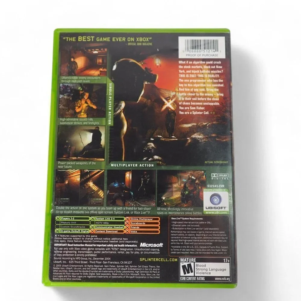 Tom Clancy's Splinter‎ Cell: Chaos Theory (Microsoft Xbox, 2005)